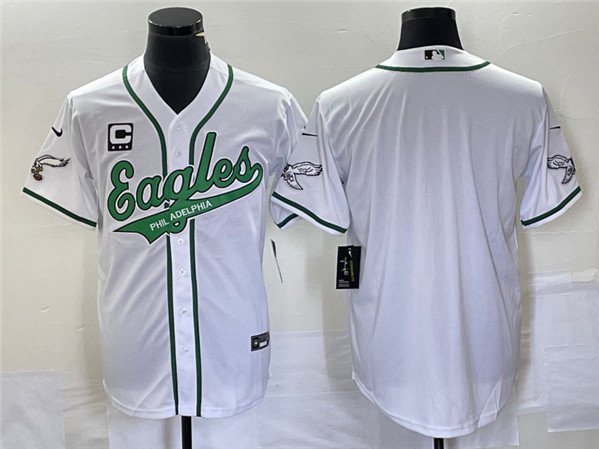 Philadelphia Eagles Blank White With C Patch Cool Base Stitched Baseball Jersey